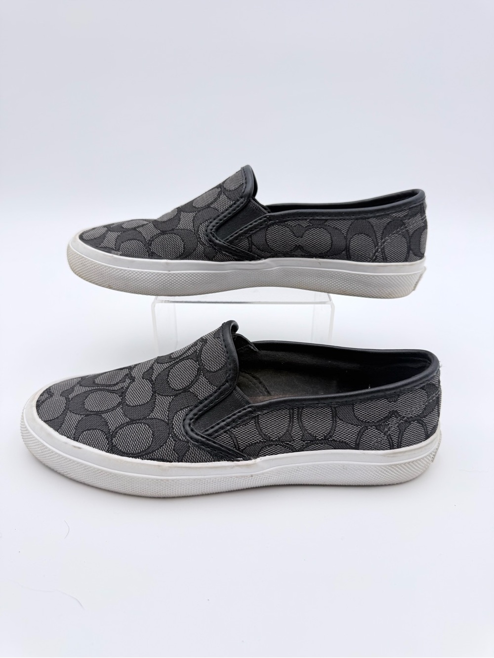 COACH Women’s Chrissy Outline Signature Black Slip On Sneaker Monogram Size 6.5